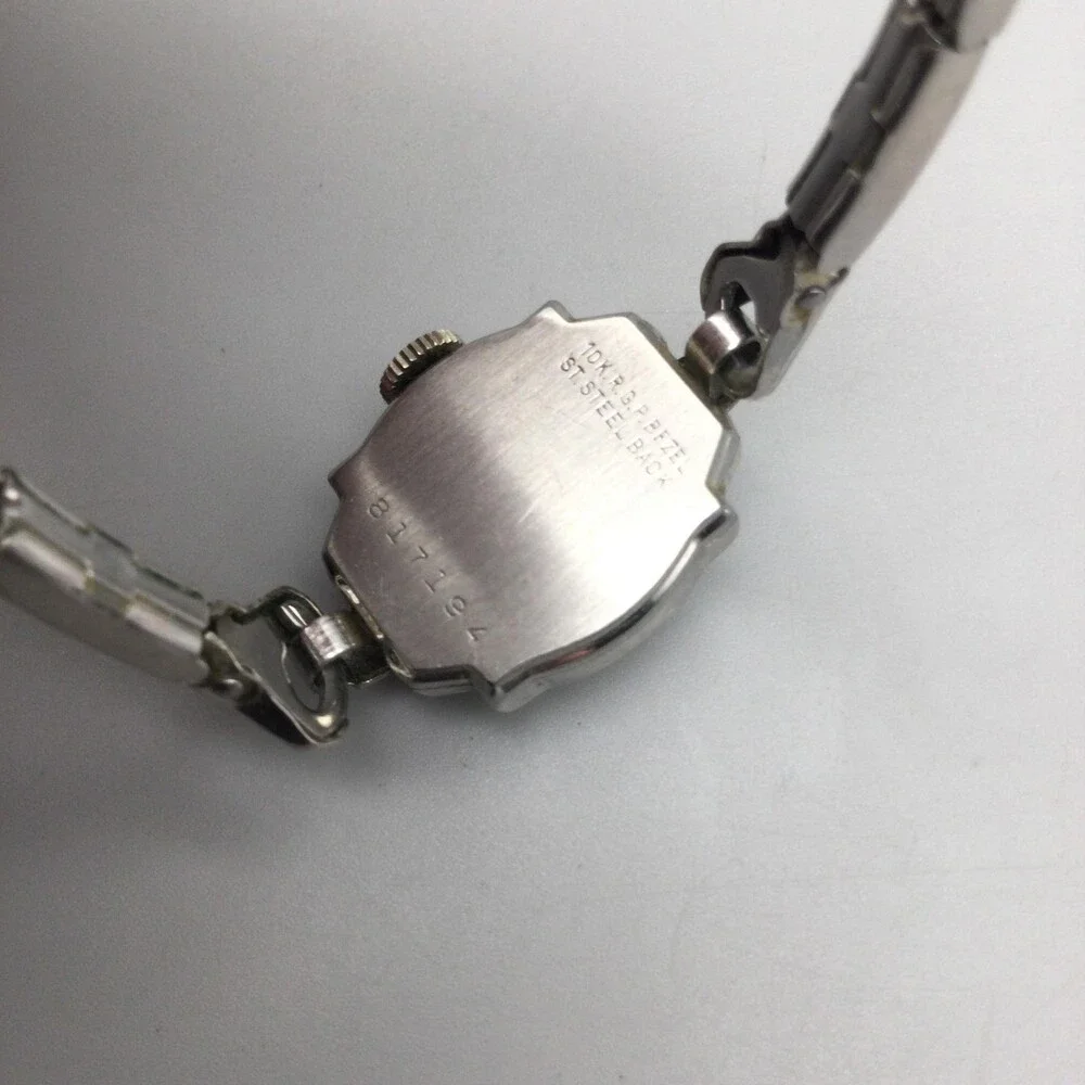 Vintage Benrus Womens Watch 14mm Manual Wind White 10KRB Stretch Band